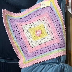 Pastel Crochet Throw Pillow Cover